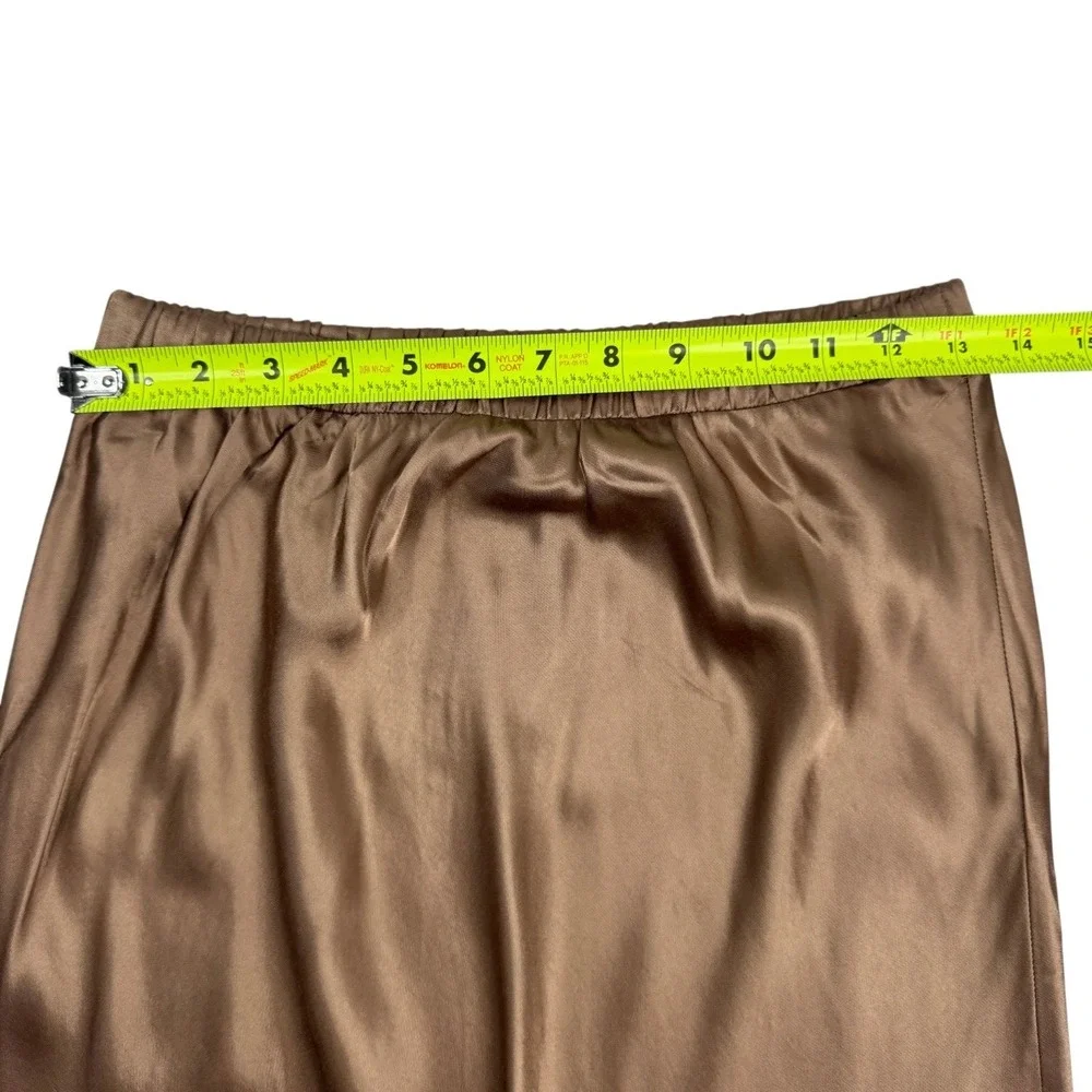 Nation LTD Maxi Skirt Women Size S Bronze Satin Viscose Rayon Slip Skirt Neutral